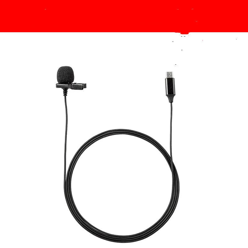 Wired lavalier lapel microphone with clip and 3.5mm jack connector for voice recording