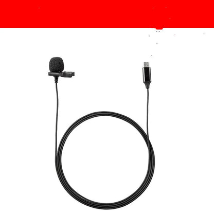 Wired lavalier lapel microphone with clip and 3.5mm jack connector for voice recording