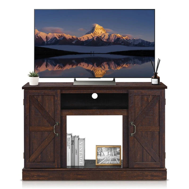 Vintage wooden TV cabinet in khaki, perfect for living room storage and decor