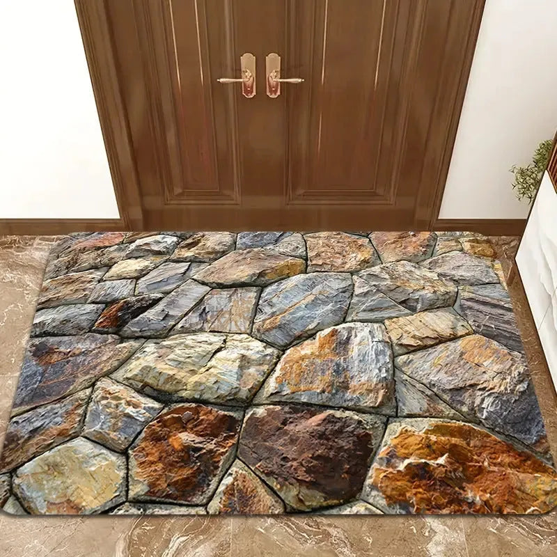 3D effect crystal velvet bathroom mat, non-slip absorbent square floor rug in geometric abstract print, 40x60cm to 80x120cm
