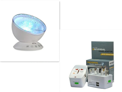 Ocean wave projector showing colourful LED light projection with remote control and adjustable 45-degree angle