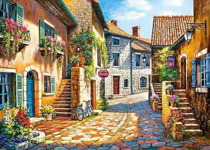 Rimless hand-painted linen oil painting of landscape scene in modern style for wall decoration