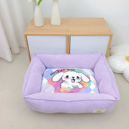 Cotton dog nest bed in light blue colour with soft velvet material and PP cotton filling