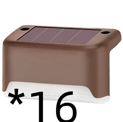 Coffee-coloured solar step light with solar panel, dimensions 78x45x42mm