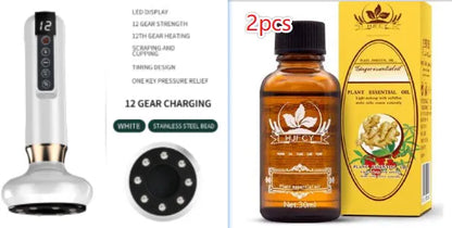Green electric vacuum cupping massager with adjustable suction and infrared heating functions