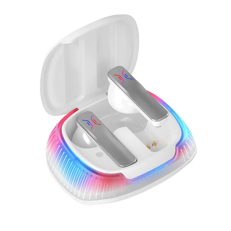 Hall Flashing wireless gaming headset low-latency Bluetooth 5.0 stereo earplug headset with 15 metre range and 120-hour battery life in Supreme Black or Elegant White colours