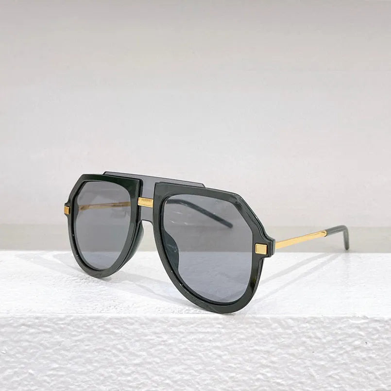 Women's fashion sunglasses with black leopard print pattern on large elliptical frame