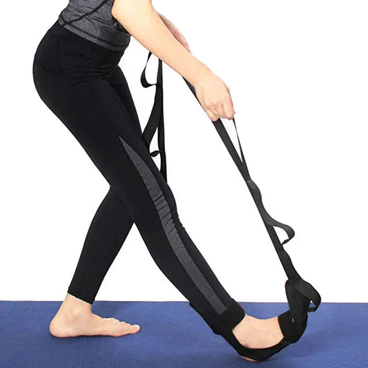 Premium leg and foot stretcher with multi-loop design for personalized stretching and plantar fasciitis relief