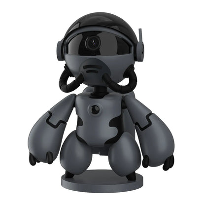 Space Robot smart home monitor in white and black colours on its detachable base.