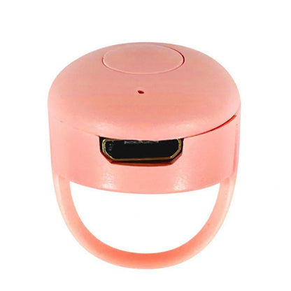 Bluetooth remote control ring for mobile phones in yellow, blue, and pink