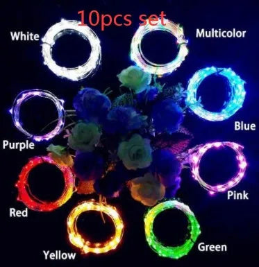 2 metre copper wire LED string lights with 20 warm white bulbs and wine bottle stopper for decorative lighting