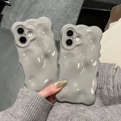 Grey TPU phone case with three-dimensional bubble shell pattern for iPhone 11 to 17 series