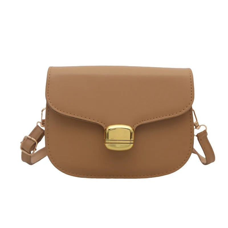 Women's PU leather handbag in khaki colour showing interior with zipper compartment and phone pocket.