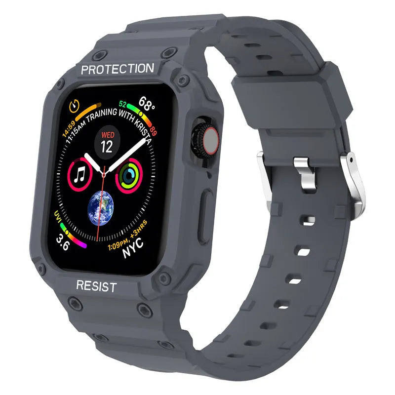 Soft TPU sports strap for Apple Watch Series 8 shown in multiple colour options