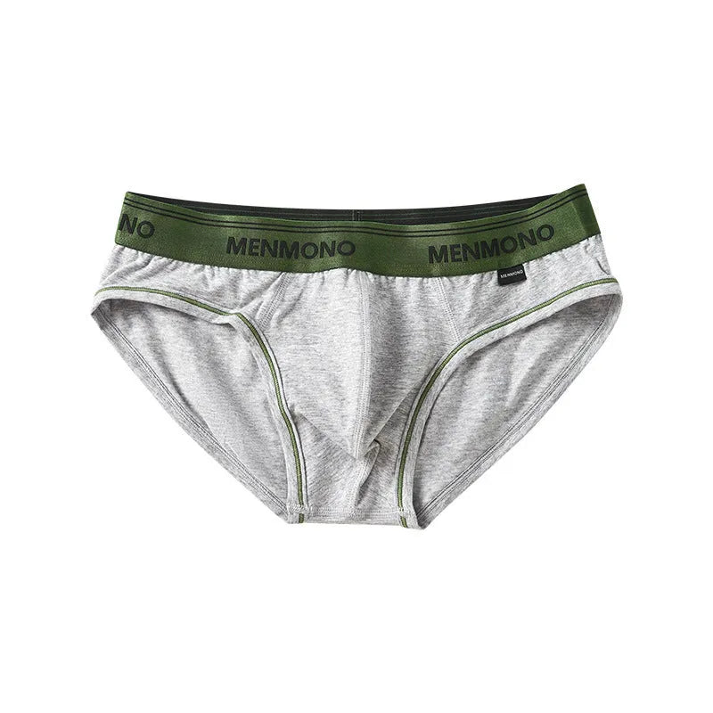 Men's cotton low waist briefs in a two-tone colour on a white background.