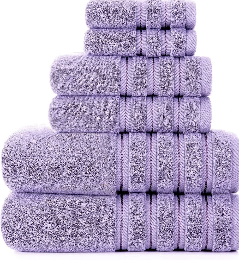 Three-piece long staple cotton towel set in blue: 33x33cm face cloth, 70x33cm hand towel, 70x137cm bath towel