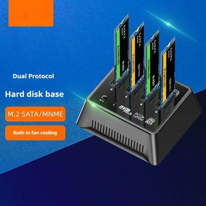 Silver aluminium M.2 Dual Protocol SSD Base showing mounting holes and dual-interface socket