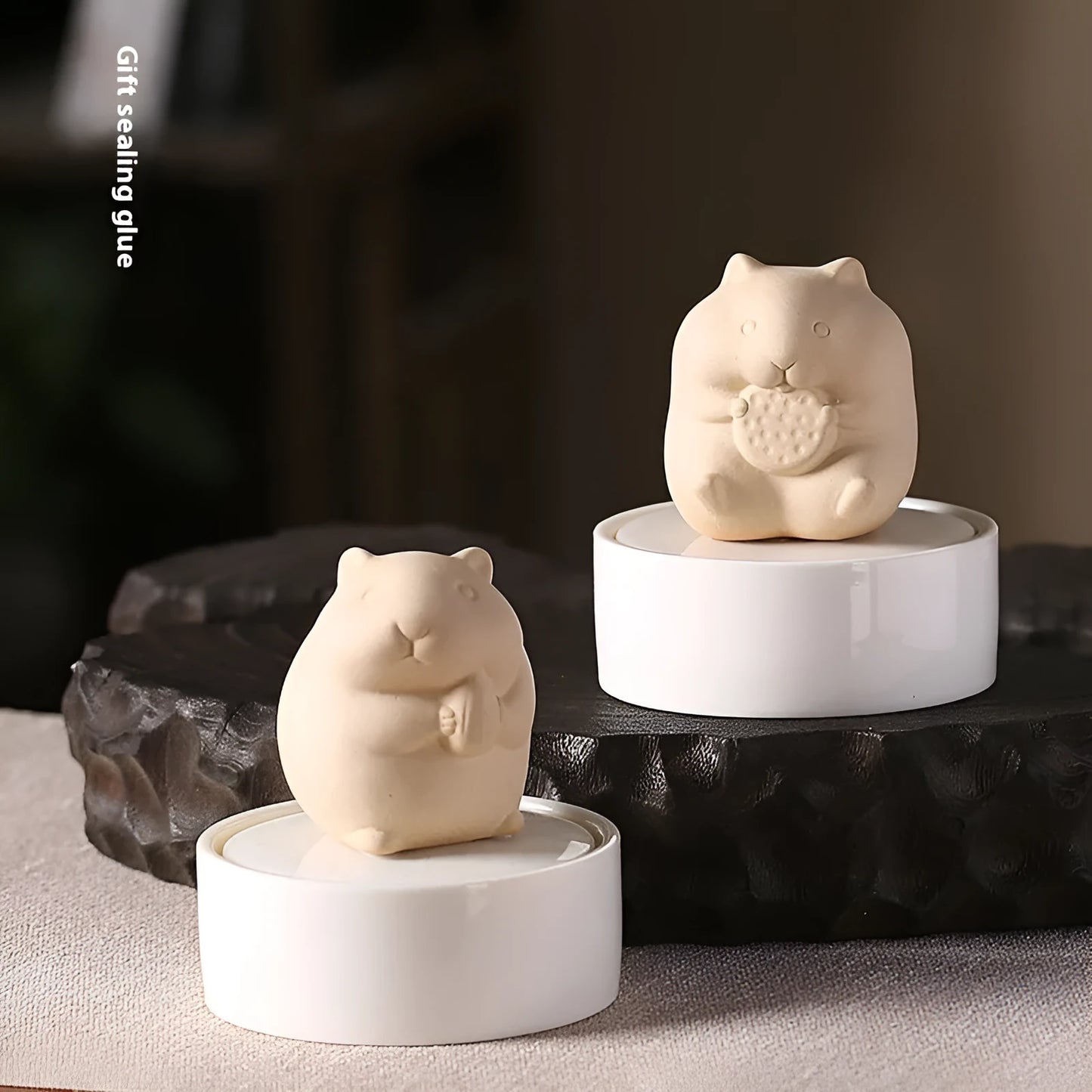 Ceramic hamster memorial urn with sealing glue for pet ashes in decorative styles