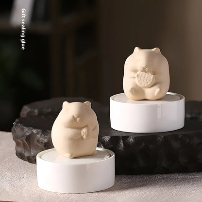 Ceramic hamster memorial urn with sealing glue for pet ashes in decorative styles