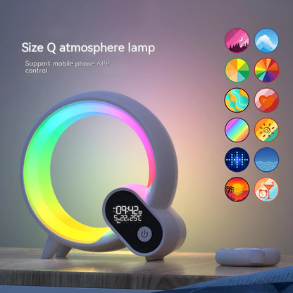 Q Light digital alarm clock with colourful atmospheric lighting and Bluetooth connectivity