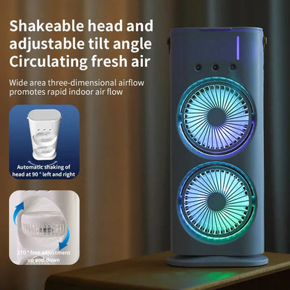 Versatile Portable Humidifier Fan with Cooling Mist - 3-in-1 Climate Control Device in White