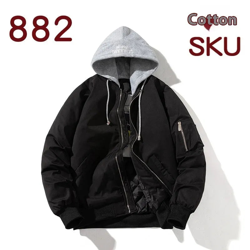 Men's plus-size pilot jacket in loose fit with embedded line pockets