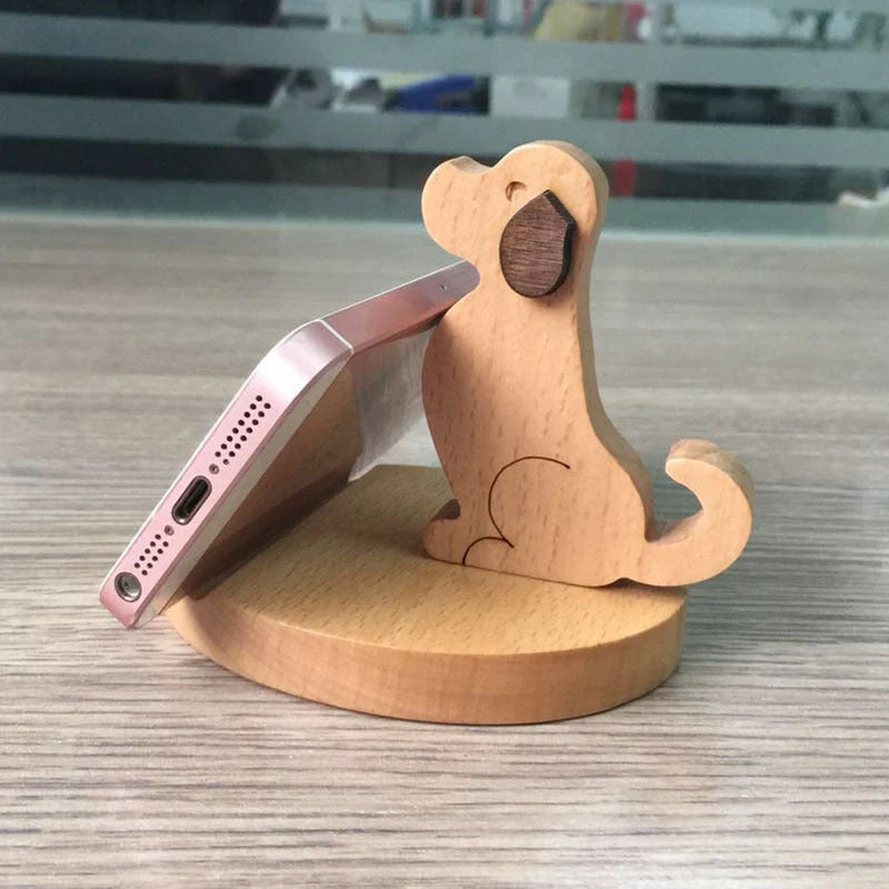 Custom beech wood lazy phone holder with various designs for hands-free convenience