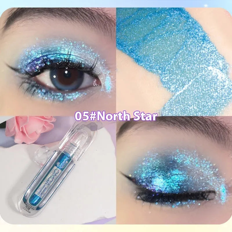 Chameleon rhinestone liquid eye shadow with pearlescent glittering highlights in six colour options