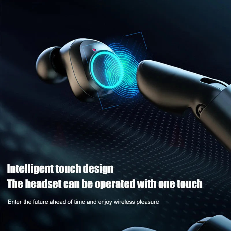 Bluetooth gaming headset with charging case in black, red, or blue colours
