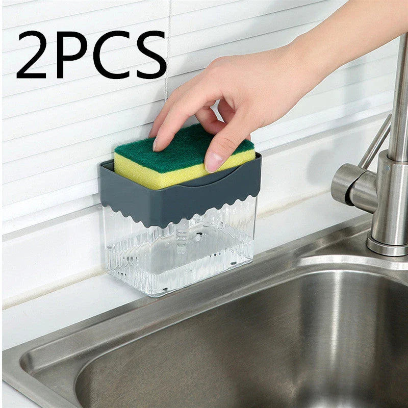 Stylish 2-in-1 sink caddy with liquid soap dispenser for streamlined kitchen organisation