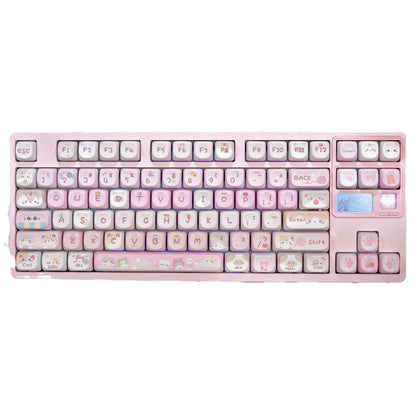 Pink MOA height mechanical keyboard key cap set with cartoon design on all five sides