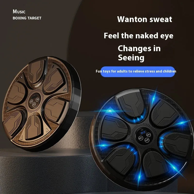 Black leather and PP intelligent music boxing wall target with gloves for home training