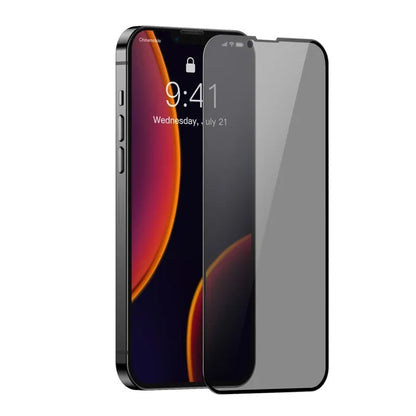 Full screen privacy tempered glass film for iPhone 5.4 inch 2021 model in black, HD front film with fitting tools