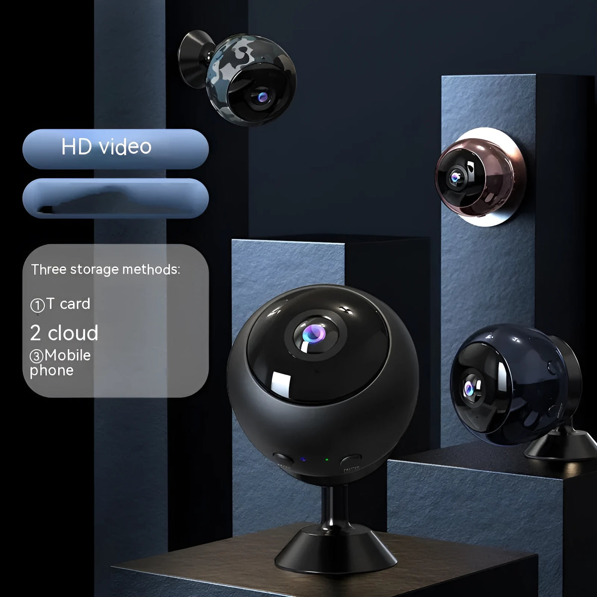1080p wireless WIFI surveillance camera with wide-angle lens for home security monitoring