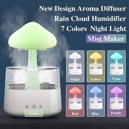 White raining cloud design desk humidifier with water flow effect and essential oil diffusion function