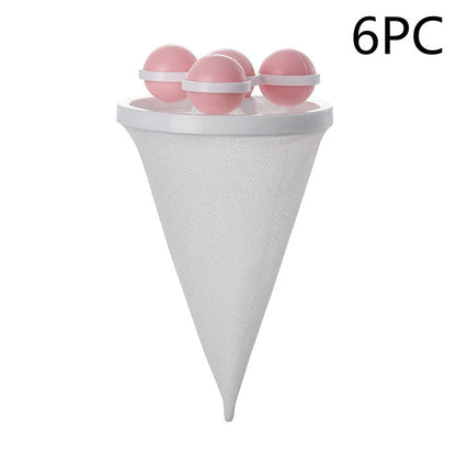 Ultra-fine mesh washing machine lint catcher in purple, blue, and pink