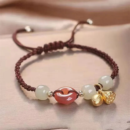 Hetian jade peace buckle bracelet with constellation design on blue strap
