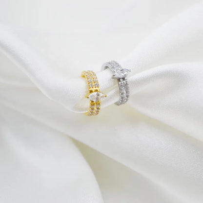 Heart shaped zircon earrings in titanium steel with diamond treatment in gold and silver colour options