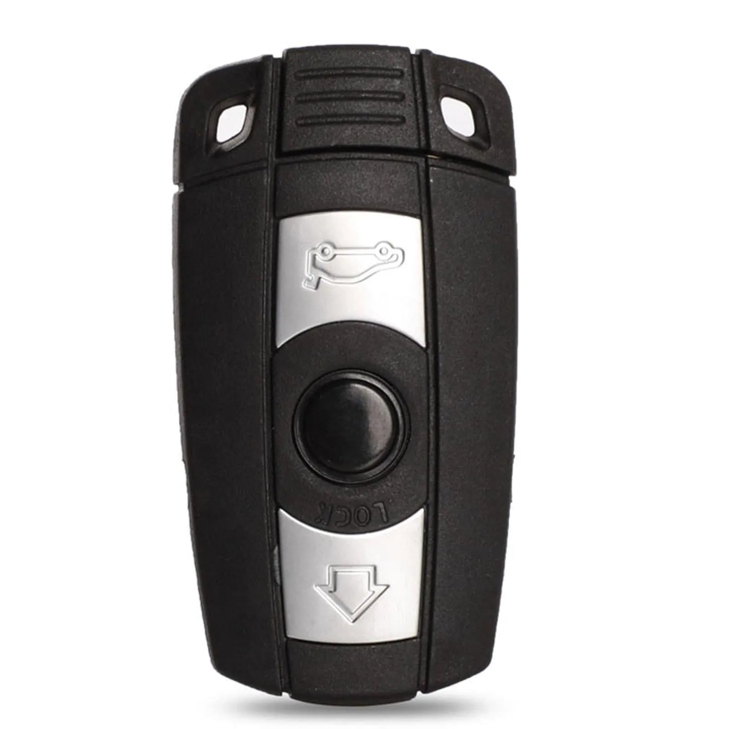 CAS3 BMW replacement car key fob with three buttons and a blank metal blade.