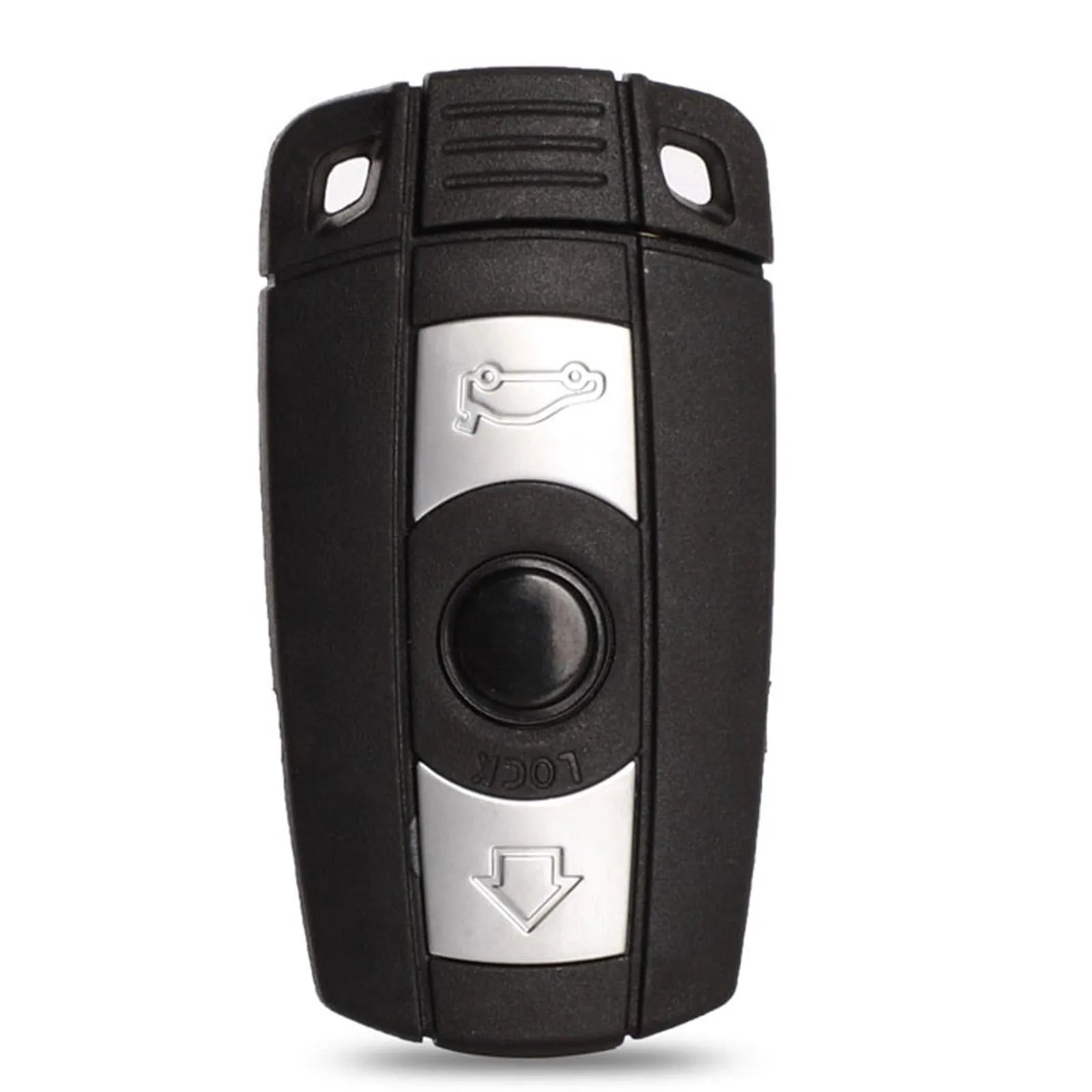 CAS3 BMW replacement car key fob with three buttons and a blank metal blade.