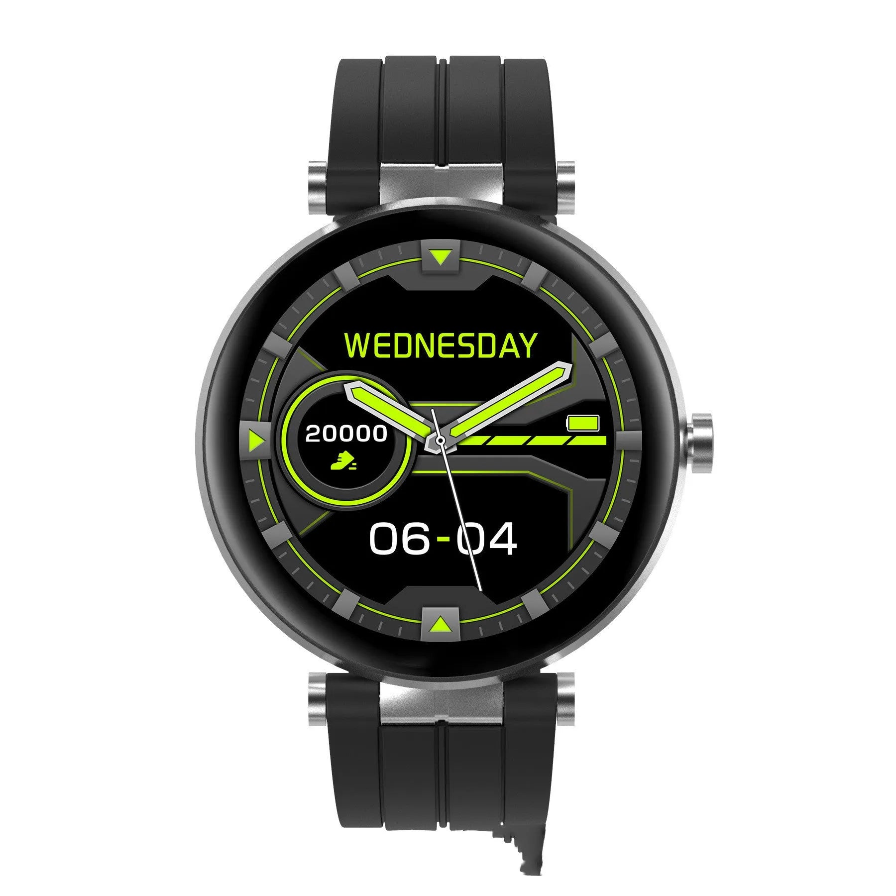 Smart watch with blood pressure monitoring on wrist showing heart rate tracking display