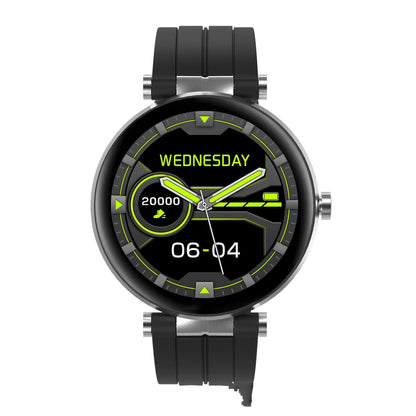 Smart watch with blood pressure monitoring on wrist showing heart rate tracking display