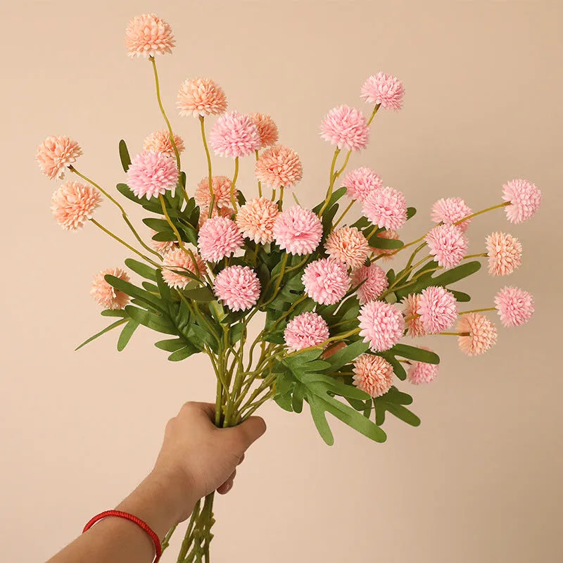 Five-head white dandelion chrysanthemum silk artificial flower bouquet arrangement