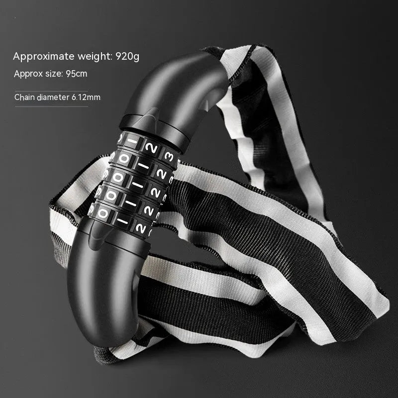 95cm zinc alloy bicycle chain lock for mountain bikes in black or yellow colour with key or combination lock