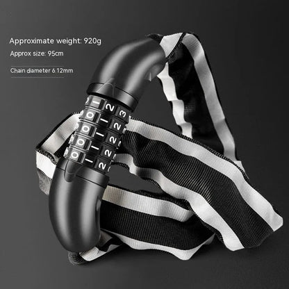 95cm zinc alloy bicycle chain lock for mountain bikes in black or yellow colour with key or combination lock