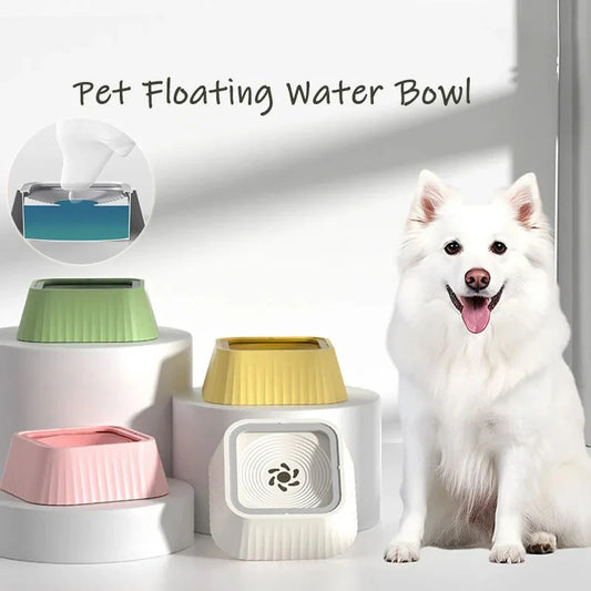 Portable floating water bowl for pets, designed to prevent splashing and keep mouths dry