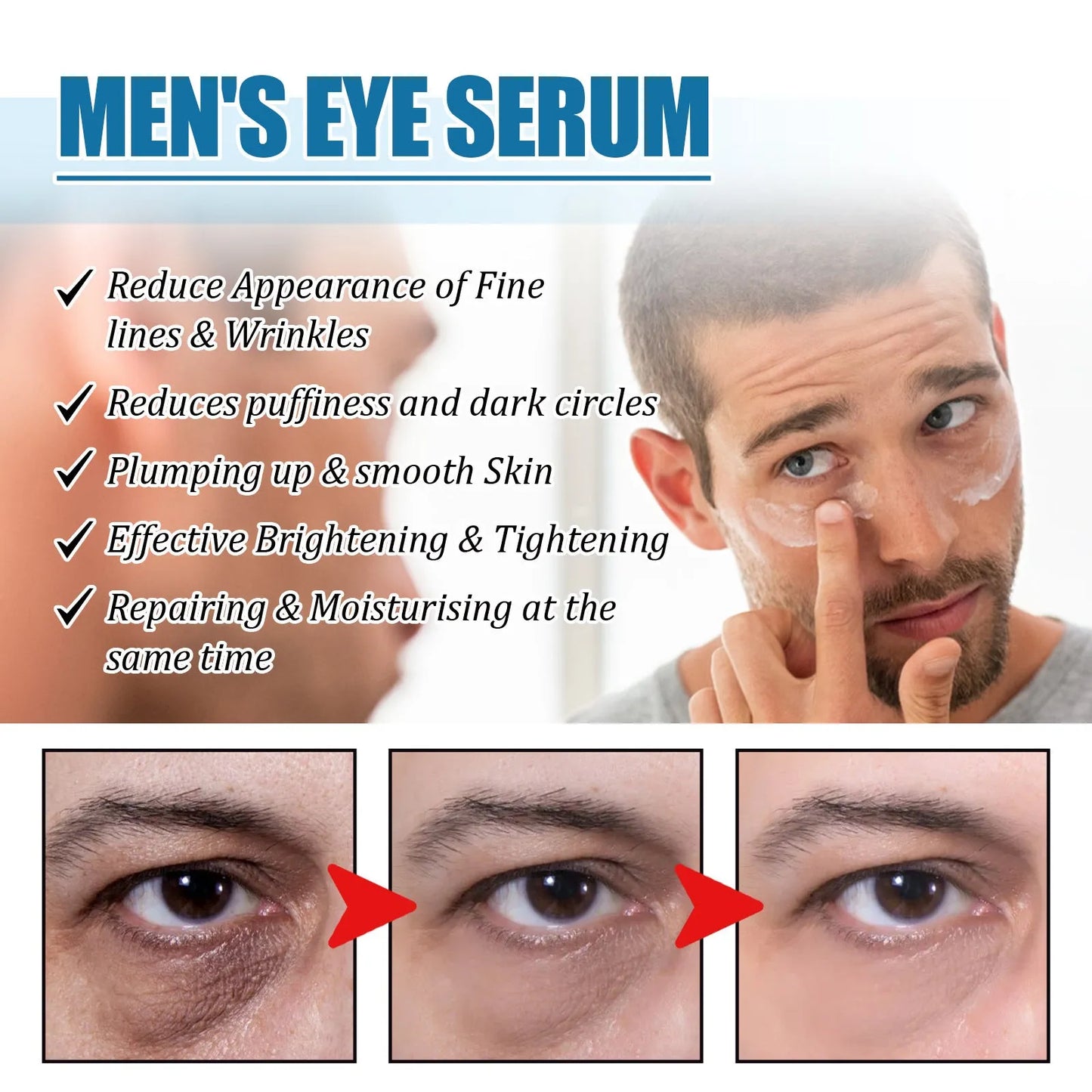 15g men's eye essence tube with hyaluronic acid for daily moisturising