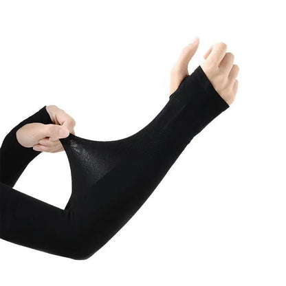 Open-finger driving ice sleeves in viscose fibre fabric for sun protection while operating vehicles