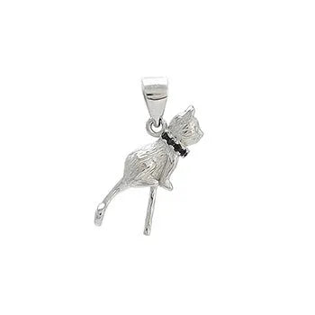 925 sterling silver cat pendant necklace with delicate clavicle chain and electroplated finish