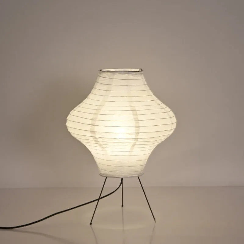 Japanese style decorative table lamp with paper shade and three-colour light source